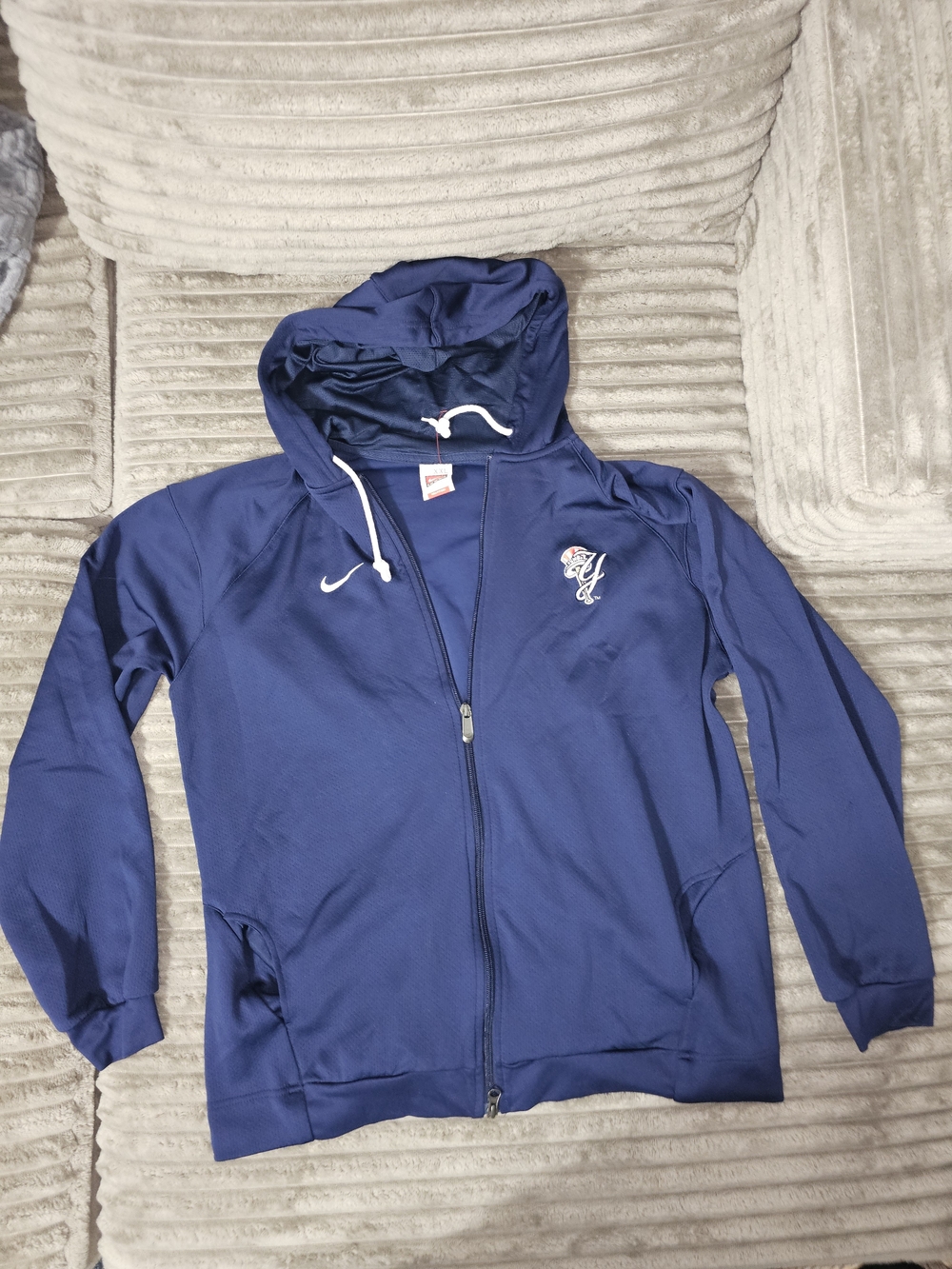 Nike Navy Blue Full-Zip Hooded Jacket with Embroidered Logo -J2